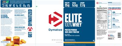 Photo of the Dymatize Elite 100% Whey Snickerdoodle label
