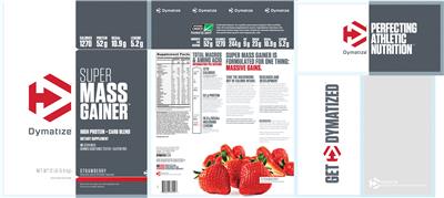 Photo of the Dymatize Super Mass Gainer Strawberry label