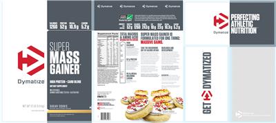 Photo of the Dymatize Super Mass Gainer Sugar Cookie label