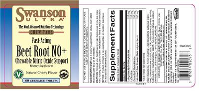 Photo of the Swanson Ultra Fast-Acting Beet Root NO+ Natural Cherry Flavor label