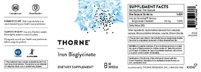 Product label for Iron Bisglycinate