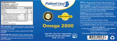 Photo of the Patient One MediNutritionals Omega 2800 Natural Lemon Flavor label