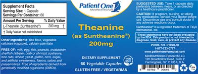 Photo of the Patient One MediNutritionals Theanine (as Suntheanine) 200 mg label
