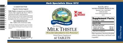 Photo of the Nature's Sunshine Time Release Milk Thistle label