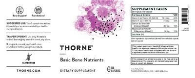 Product label for Basic Bone Nutrients