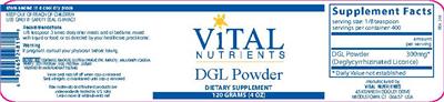 Photo of the Vital Nutrients DGL Powder label