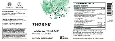 Photo of the Thorne PolyResveratrol-SR label