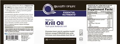 Photo of the Quality Of Life Neptune Krill Oil label