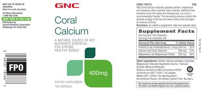 Photo of the GNC Coral Calcium 400 mg label