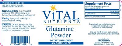 Photo of the Vital Nutrients Glutamine Powder label