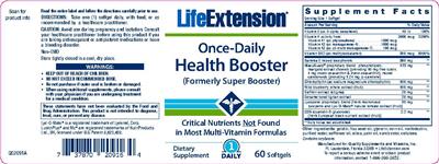 Photo of the Life Extension Once-Daily Health Booster label