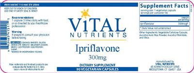 Photo of the Vital Nutrients Ipriflavone 300 mg label