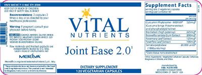 Photo of the Vital Nutrients Joint Ease 2.0 label