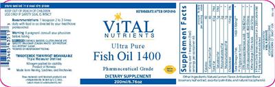 Photo of the Vital Nutrients Ultra Pure Fish Oil 1400 Lemon Flavor label