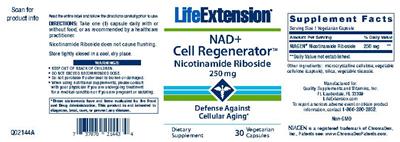 Photo of the Life Extension NAD+ Cell Regenerator label