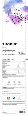 Product label for Amino Complex Berry Flavored