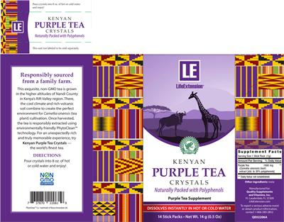 Product label for Kenyan Purple Tea Crystals