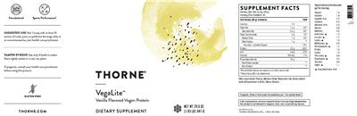 Product label for VegaLite Vanilla Flavored Vegan Protein