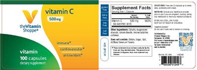 Photo of the The Vitamin Shoppe Vitamin C 500 mg label