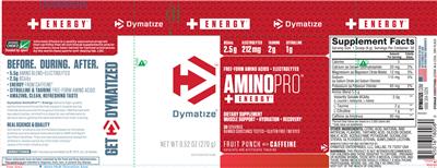Photo of the Dymatize AminoPro + Energy Fruit Punch with Caffeine label