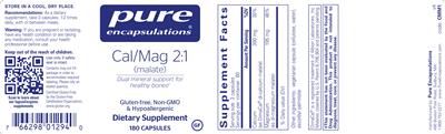 Photo of the Pure Encapsulations Cal/Mag 2:1 (Malate) label