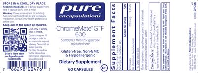 Photo of the Pure Encapsulations ChromeMate GTF 600 label
