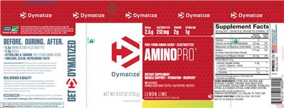 Photo of the Dymatize AminoPro Lemon Lime label