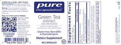 Photo of the Pure Encapsulations Green Tea Extract label