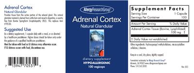 Photo of the Allergy Research Group Adrenal Cortex Natural Glandular label