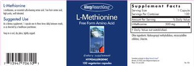 Photo of the Allergy Research Group L-Methionine label
