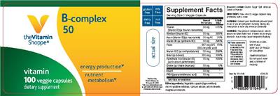 Photo of the The Vitamin Shoppe B-Complex 50 label