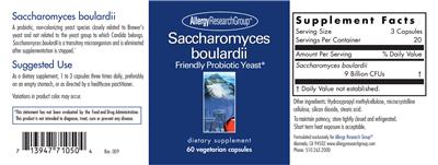Photo of the Allergy Research Group Saccharomyces Boulardii label