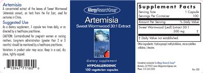 Photo of the Allergy Research Group Artemisia label