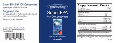 Photo of the Allergy Research Group Super EPA Fish Oil Concentrate label
