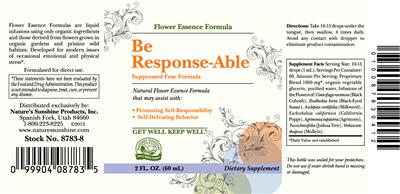 Photo of the Nature's Sunshine Be Response-Able label