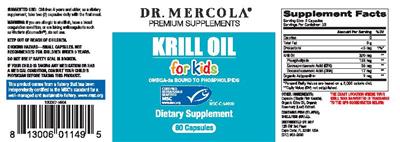 Photo of the Dr. Mercola Krill Oil for Kids label