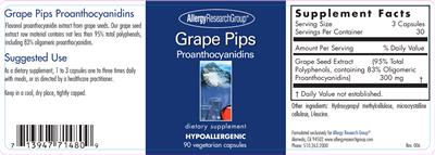 Photo of the Allergy Research Group Grape Pips Proanthocyanidins label