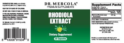 Photo of the Dr. Mercola Rhodiola Extract label