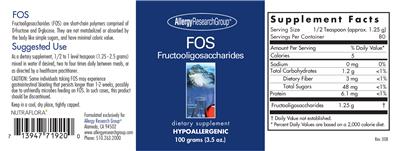 Photo of the Allergy Research Group FOS label