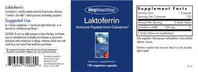 Photo of the Allergy Research Group Laktoferrin label