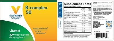 Photo of the The Vitamin Shoppe B-Complex 50 label
