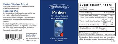 Photo of the Allergy Research Group Prolive label