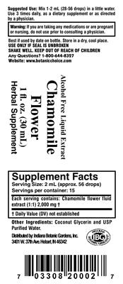 Photo of the Indiana Botanic Gardens Chamomile Flower label