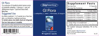Photo of the Allergy Research Group GI Flora label