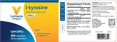 Photo of the The Vitamin Shoppe L-Tyrosine 500 mg label
