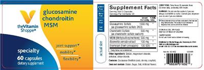 Photo of the The Vitamin Shoppe Glucosamine Chondroitin MSM label