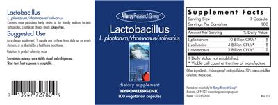 Photo of the Allergy Research Group Lactobacillus label