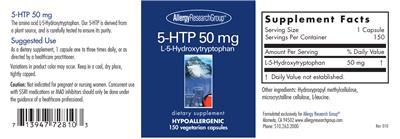 Photo of the Allergy Research Group 5-HTP 50 mg label