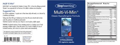 Photo of the Allergy Research Group Multi-Vi-Min label