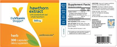 Photo of the The Vitamin Shoppe Hawthorn Extract 565 mg label